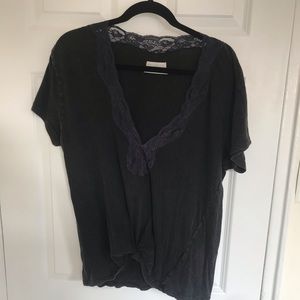 Urban outfitters short sleeve lace vneck top